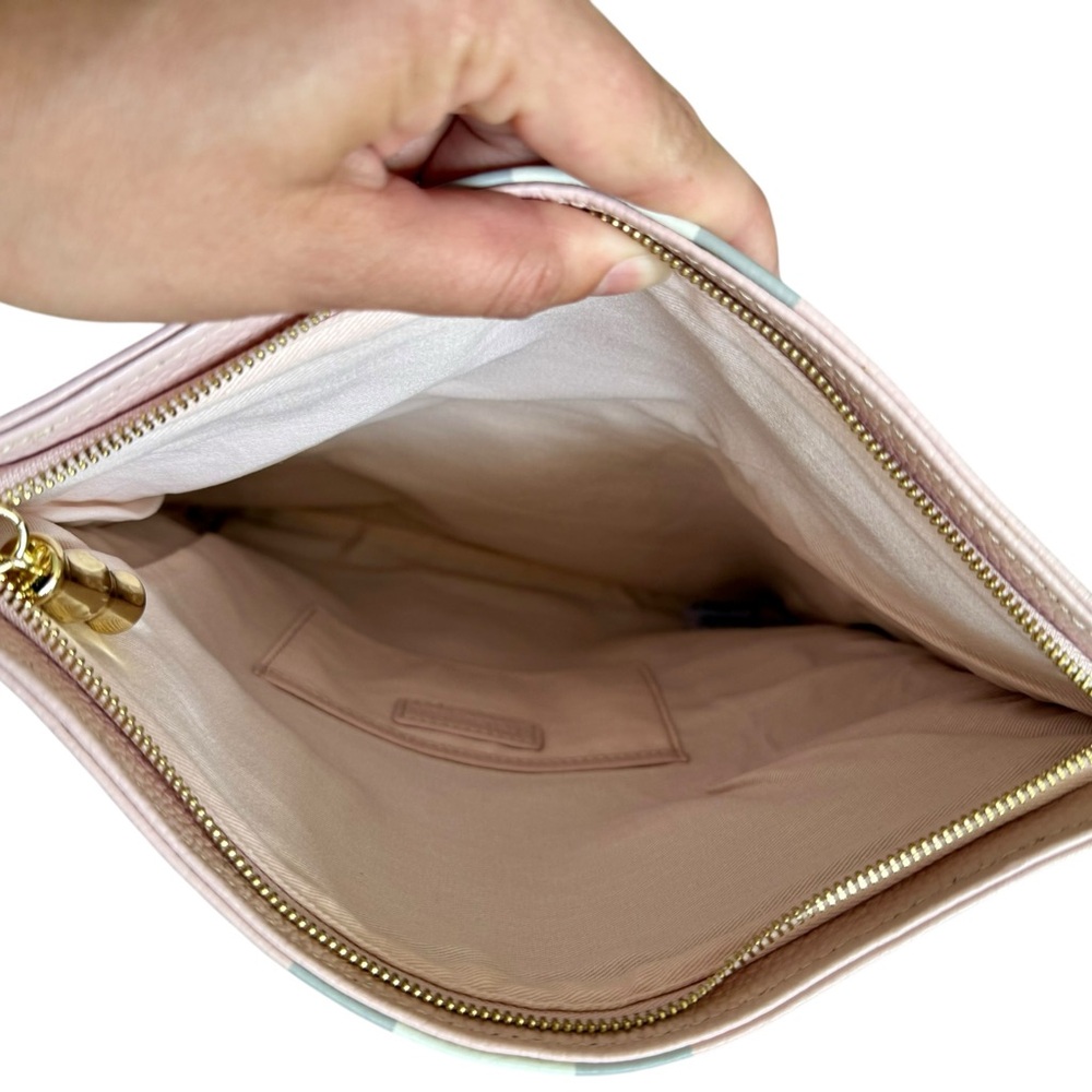 J. McLaughlin Pinn and Gray Clutch Bag with Gold Bamboo Hardware - Picture 6 of 10